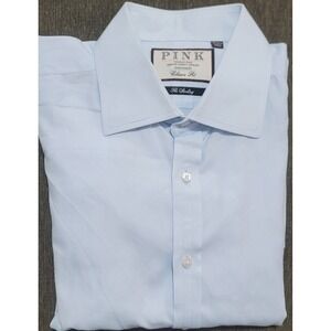 Thomas Pink Men's Light Blue The Sterling Classic Fit Dress Shirt Size 16.5 X 35